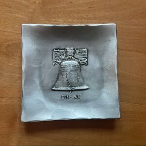 Handmade Wendell August Forge Pewter Plate with Liberty Bell Design